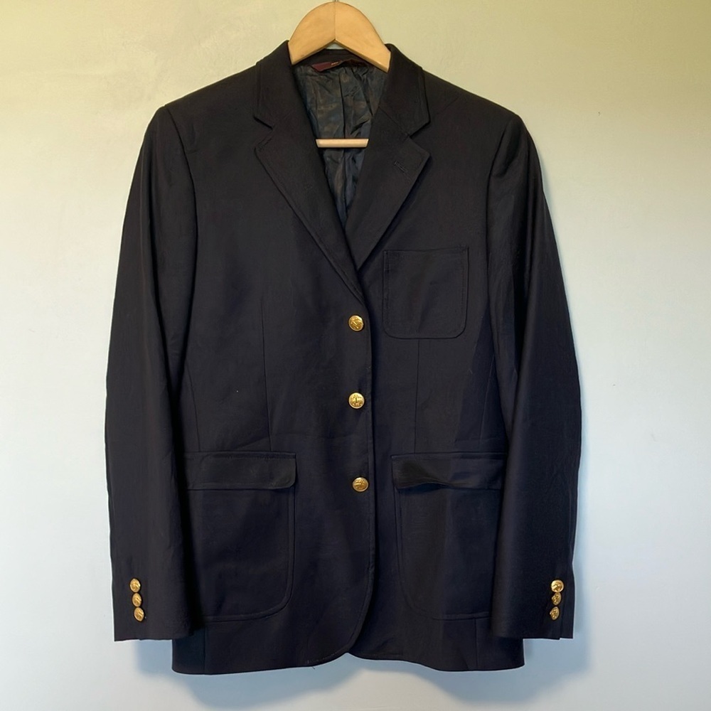 Brooks Brothers Loro Piana Navy Blazer with Gold Buttons